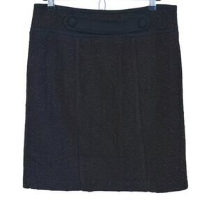 VTG Nanette Lepore Tweed Wool Pencil Skirt Size 8 Black Dark Academia Preppy